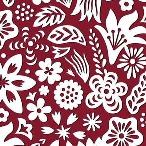 Paper Cut Floral Dark Red medium