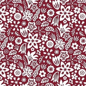 Paper Cut Floral Dark Red small