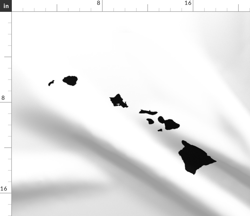 Hawaiian Islands silhouette - 18" black on white