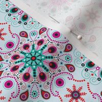 pointillism mandala | Light blue, red and purple – small