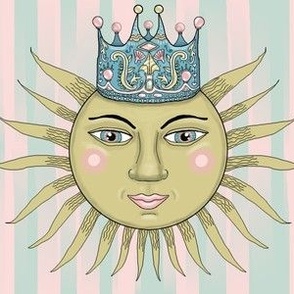 Rococo lite:  The Sun King, medium large scale, pink green mint blue yellow gold black white pastel pastels Victorian