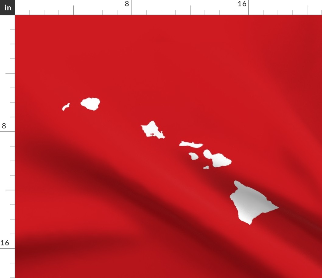 Hawaiian Islands silhouette - FQ panel,  white on Hawaii lehua red