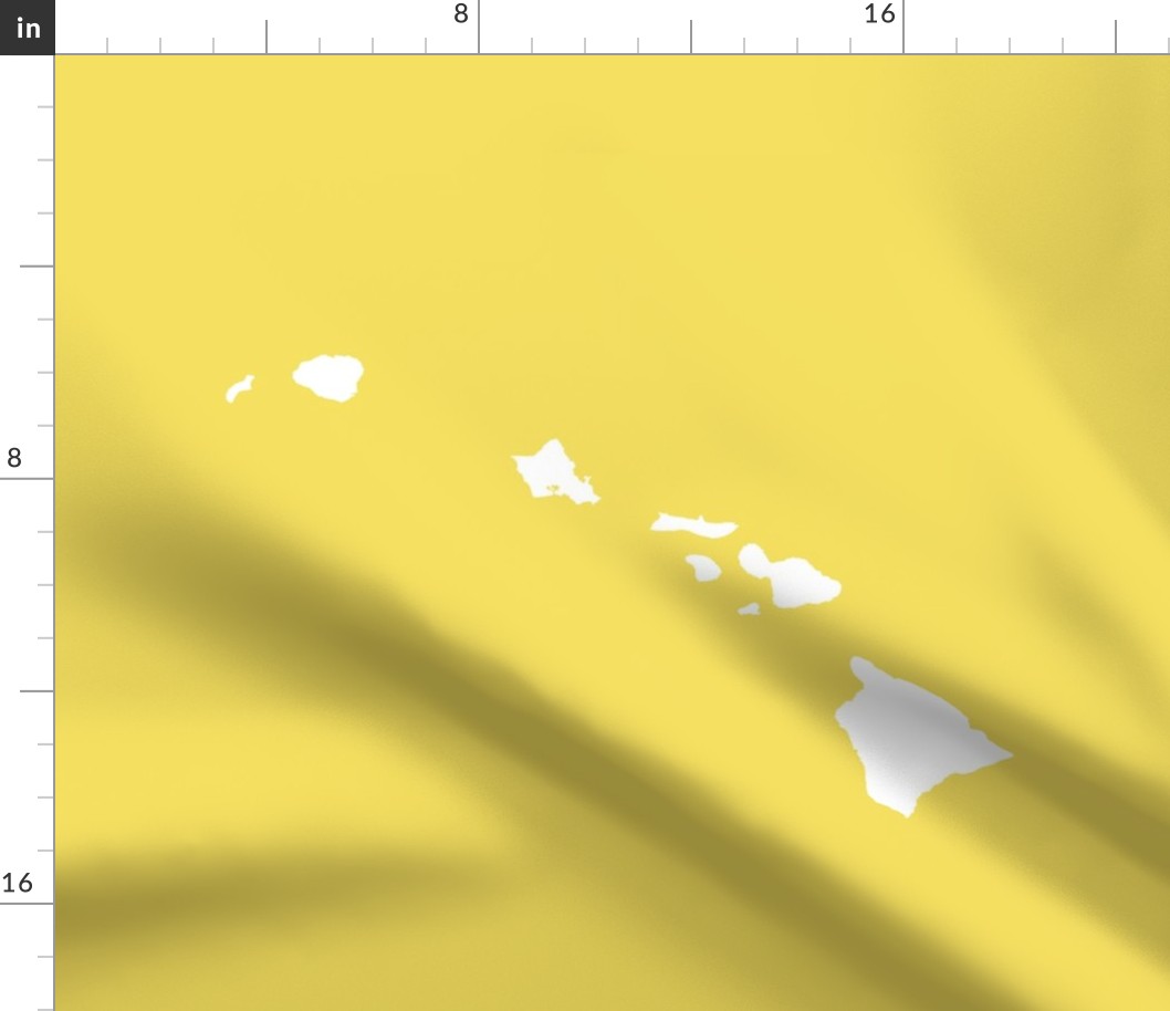 Hawaiian Islands silhouette - FQ panel,  white on Oahu ilima plant yellow