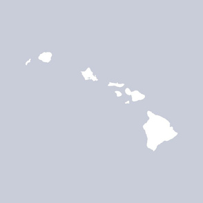 Hawaiian Islands silhouette - FQ panel, white on Kahoolawe hinahina plant grey
