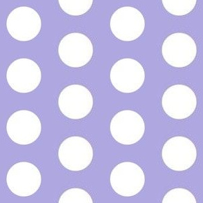 Large white polkadots on lilac - 1 inch polkadots