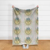 Rococo lite:  The Sun King, jumbo large scale, pink green mint blue yellow gold black white pastel pastels Victorian