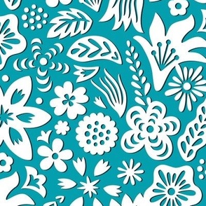 Paper Cut Floral Caribbean Blue medium