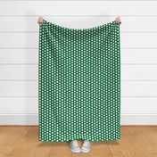 Large white polkadots on deep green - 1 inch polkadots