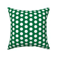 Large white polkadots on deep green - 1 inch polkadots