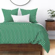 Large white polkadots on deep green - 1 inch polkadots