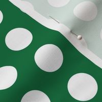 Large white polkadots on deep green - 1 inch polkadots