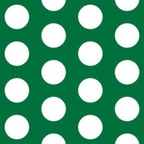 Large white polkadots on deep green - 1 inch polkadots