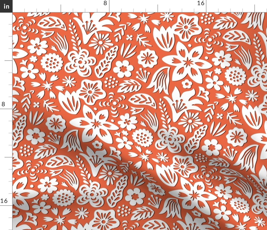 Paper Cut Floral Orange medium