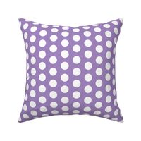 Large white polkadots on mid lilac - 1 inch polkadots