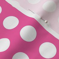 Large white polkadots on mid pink - 1 inch polkadots