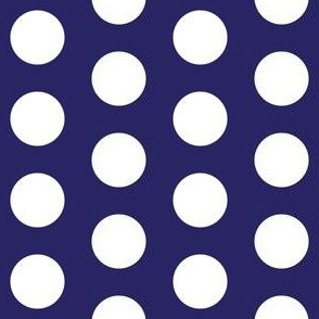 Large white polkadots on navy blue - 1 inch polkadots