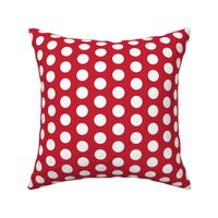 Large white polkadots on red - 1 inch polkadots