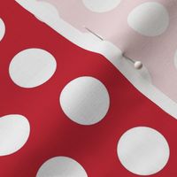 Large white polkadots on red - 1 inch polkadots