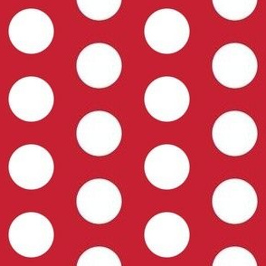 Large white polkadots on red - 1 inch polkadots