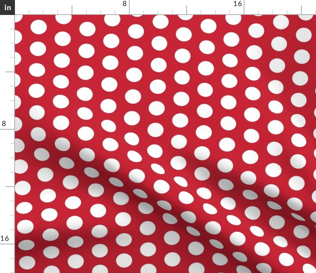 Large white polkadots on red - 1 inch polkadots