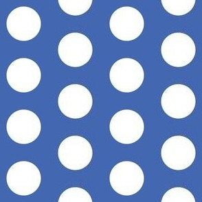 Large white polkadots on royal blue - 1 inch polkadots