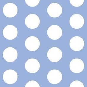 Large white polkadots on sky blue - 1 inch polkadots