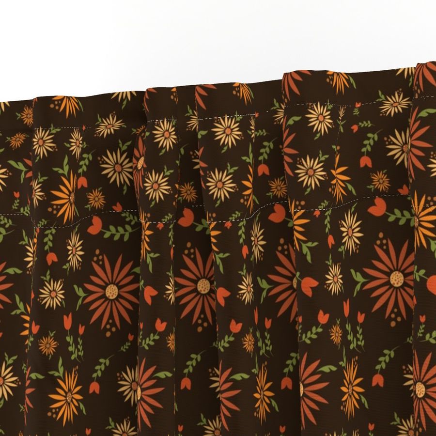 Modern Retro Floral Brown