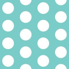 Large white polkadots on turquoise - 1 inch polkadots