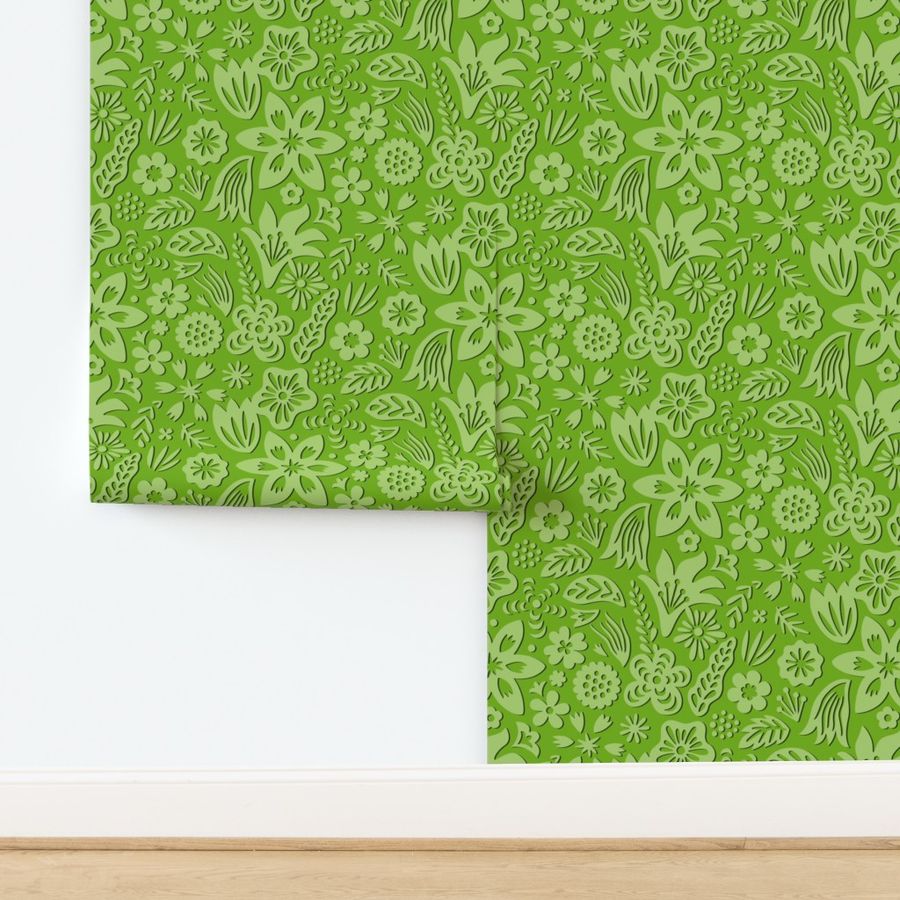 Paper Cut Floral Spring Green (large)