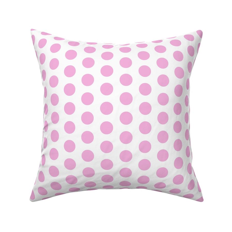 Large pink polkadots on white - 1 inch polkadots