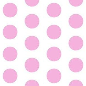 Large pink polkadots on white - 1 inch polkadots