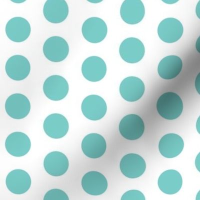 Large turquoise polkadots on white - 1 inch polkadots