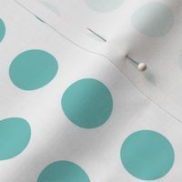 Large turquoise polkadots on white - 1 inch polkadots