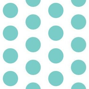 Large turquoise polkadots on white - 1 inch polkadots