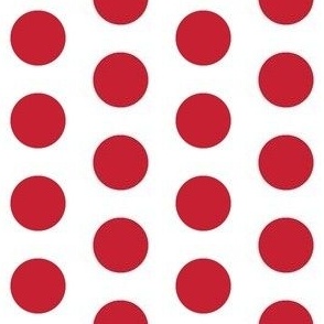 Large red polkadots on white - 1 inch polkadots