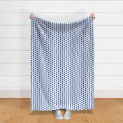 Large royal blue on polkadots white - 1 inch polkadots