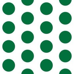 Large deep green polkadots on white - 1 inch polkadots