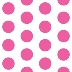 Large mid pink polkadots on white - 1 inch polkadots