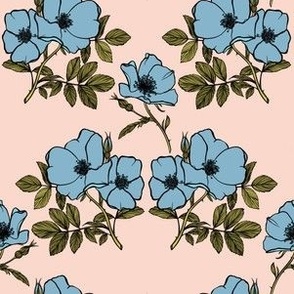 Vintage Wild Roses (pink and baby blue)