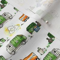 Garbage trucks watercolour 