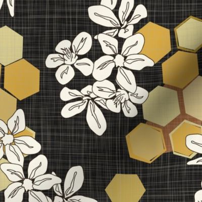 Honeycomb & Flowers - Large - Black