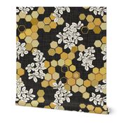 Honeycomb & Flowers - Large - Black