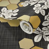 Honeycomb & Flowers - Large - Black