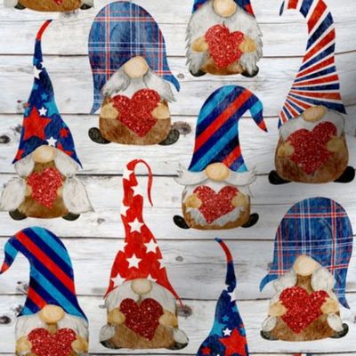 Red White Blue Patriotic Gnomes on Shiplap - small scale