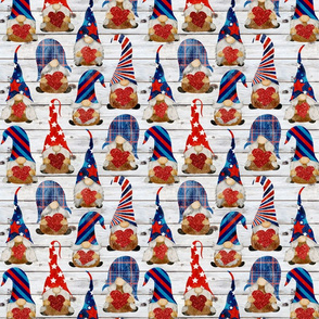 Red White Blue Patriotic Gnomes on Shiplap - small scale