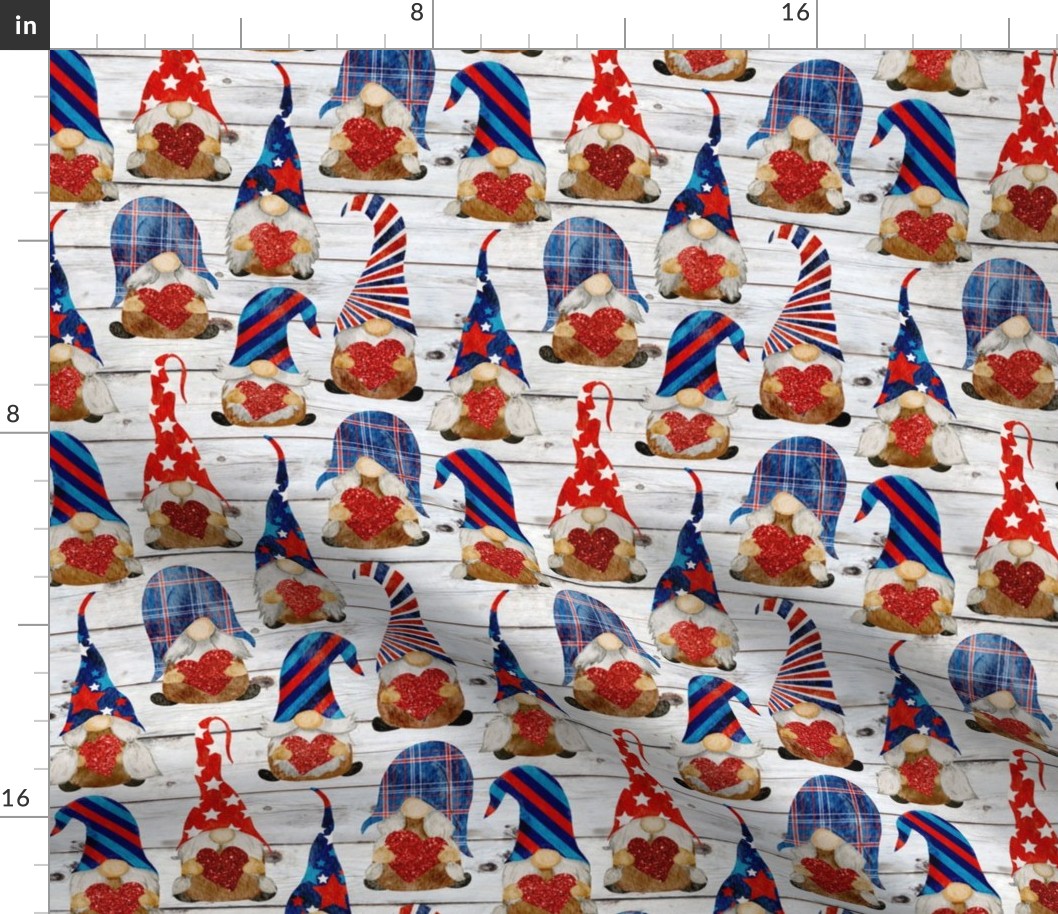 Red White Blue Patriotic Gnomes on Shiplap - small scale