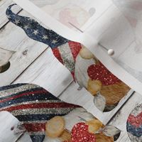 Stars and Stripes Glitter Gnomes on Shiplap - small scale