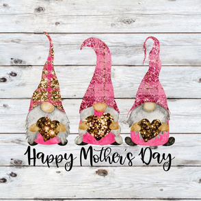 Happy Mother's day Pink Plaid Glitter Gnomes 18 Inch square