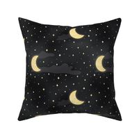 Yellow and Grey Celestial  - sky with decorative moons - medium