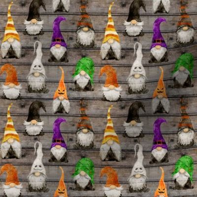 Halloween Gnomes on dark wood - extra small scale